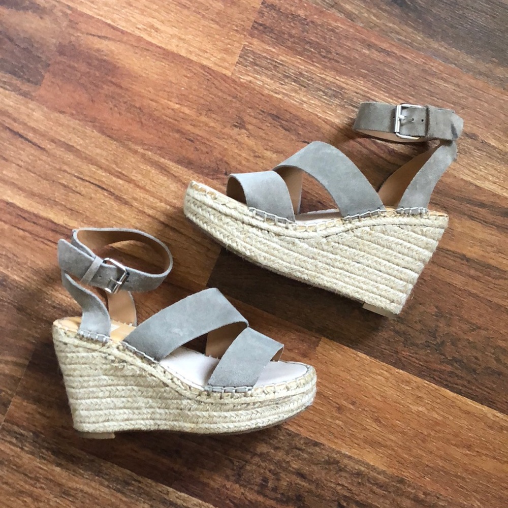 Dolce Vita Shayla Grey Suede Leather Espadrille Wedges